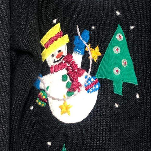 Vintage Knit Hooded Ugly Sweater Christmas Snowman Holiday Size M - Picture 9 of 16